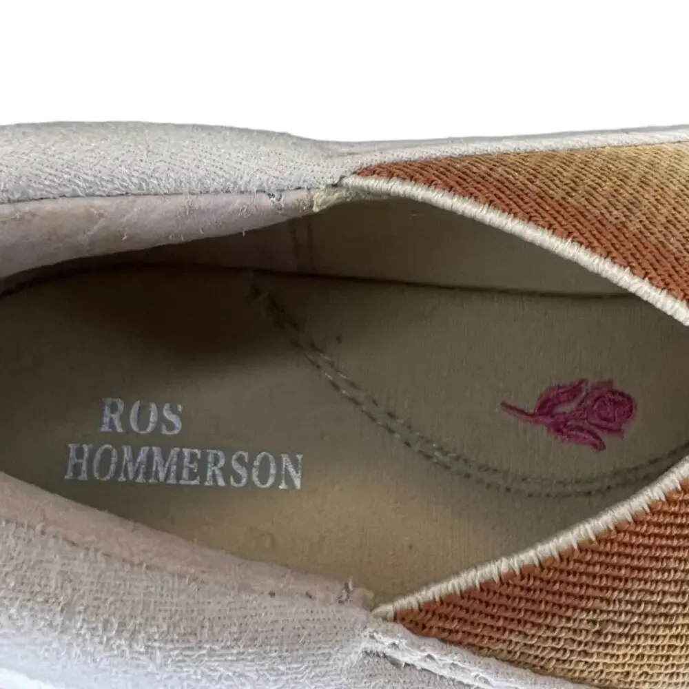 Ros Hommerson Clever Cream Cross Slip On Flat Shoes Size 8N Stretch Comfort